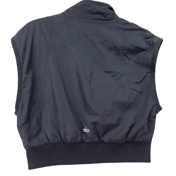 Alo Yoga Black In Motion Fleece-Lined Zip Cropped Vest Size Medium Women’s - Picture 3 of 10